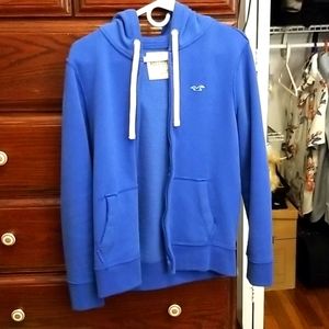 Hollister blue zipper hoodie